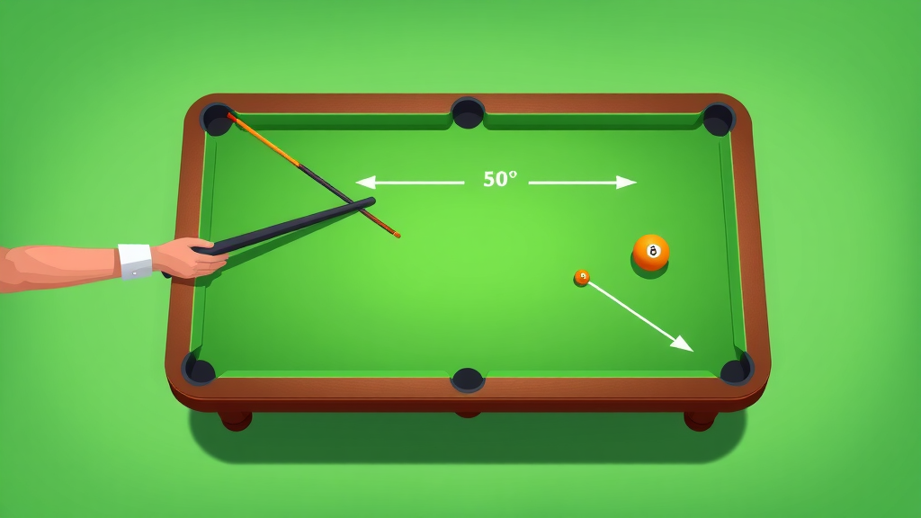 diagram of pool table showing cue ball and object ball at 30-degree angle trajectory