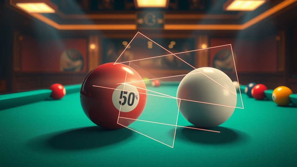 45-degree and 90-degree rule illustration with cue and object ball overlays on pool table