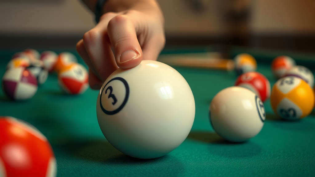 how to play safe in billiards cue ball hidden behind object ball close-up detailed trajectory lines